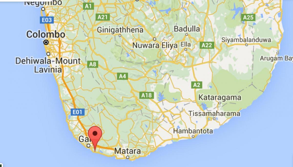  नक्शे के दक्षिण पश्चिम श्रीलंका
