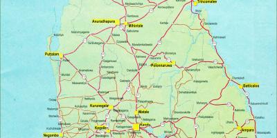 मानचित्र श्रीलंका के मानचित्र के साथ दूरी
