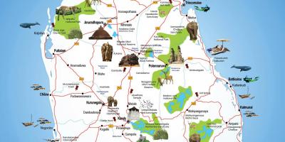 पर्यटक स्थानों में श्रीलंका का नक्शा