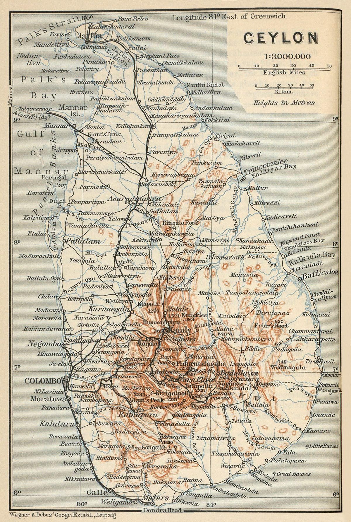 सीलोन मानचित्र पर