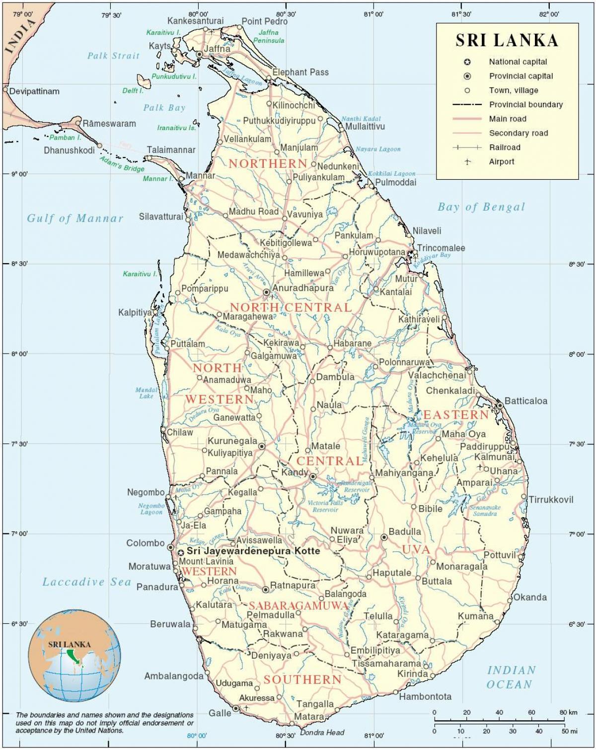 श्रीलंका का नक्शा hd