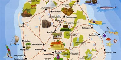 श्रीलंका के द्वीप के नक्शे
