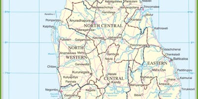 एक मानचित्र श्रीलंका के