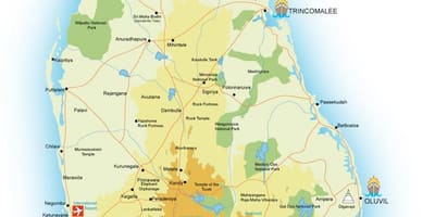 मानचित्र श्रीलंका के बंदरगाहों