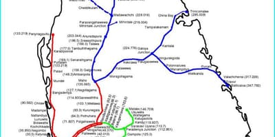 रेलवे मार्ग नक्शा श्रीलंका