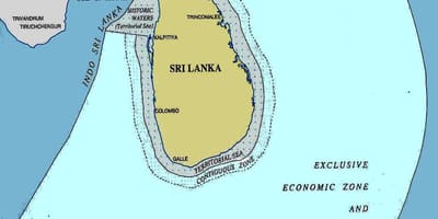 मानचित्र श्रीलंका के समुद्र